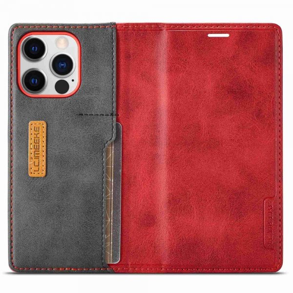 Lc.Imeeke iPhone 14 Pro Max Etui Kortlomme Utside Rød