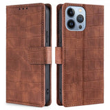 iPhone 14 Pro Max Etui Krokodillemønster Brun