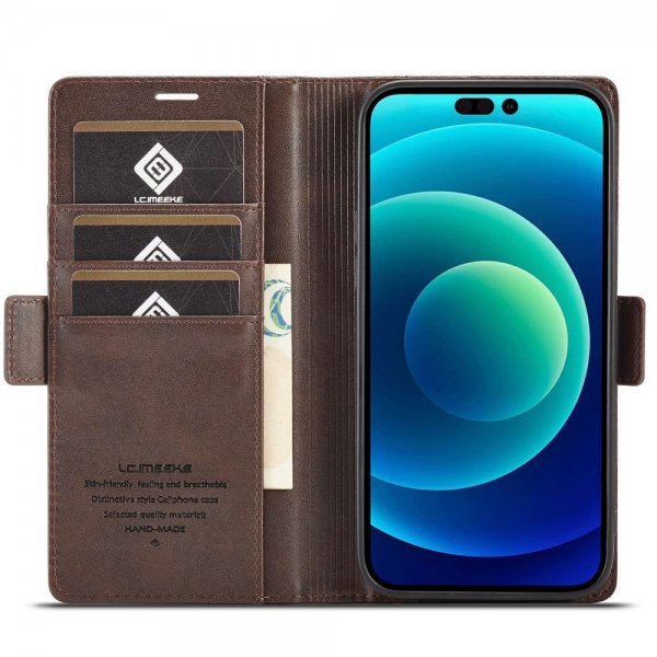Lc.Imeeke iPhone 14 Pro Max Etui med Kortlomme Brun