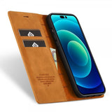 Lc.Imeeke iPhone 14 Pro Max Etui med Kortlomme flipp Brun