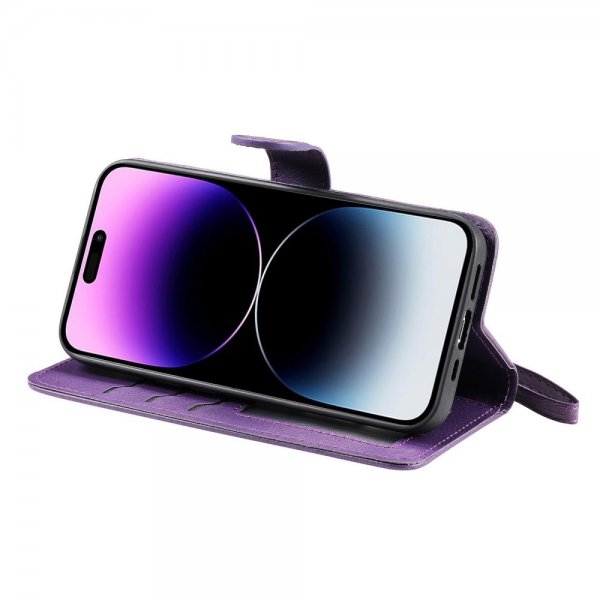 iPhone 14 Pro Max Etui Avtagbart Deksel KT Leather Series-3 Lilla