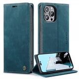 CaseMe iPhone 14 Pro Max Etui Retro Flip Petrol