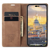 CaseMe iPhone 14 Pro Max Etui Retro Flip Brun