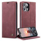 CaseMe iPhone 14 Pro Max Etui Retro Flip Rød
