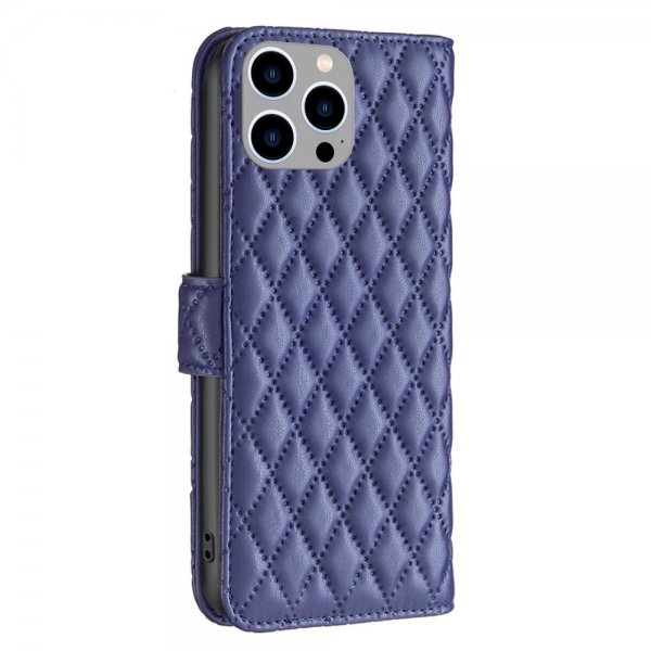 iPhone 14 Pro Max Etui Rombemønster Blå