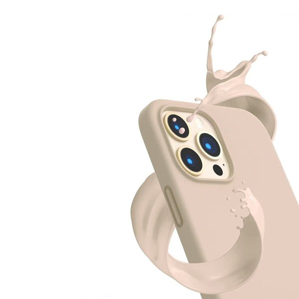 Rvelon iPhone 14 Pro Max Deksel Silikon Beige