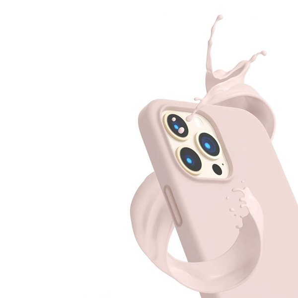 Rvelon iPhone 14 Pro Max Deksel Silikon MagSafe Sandrosa