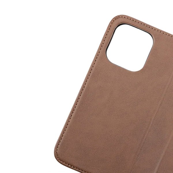 Rvelon iPhone 14 Pro Max Etui Ekte Skinn Brun