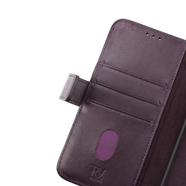 Rvelon iPhone 14 Pro Max Etui Ekte Skinn Lilla