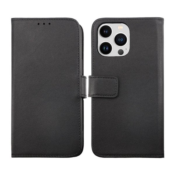 Rvelon iPhone 14 Pro Max Etui Ekte Skinn Svart