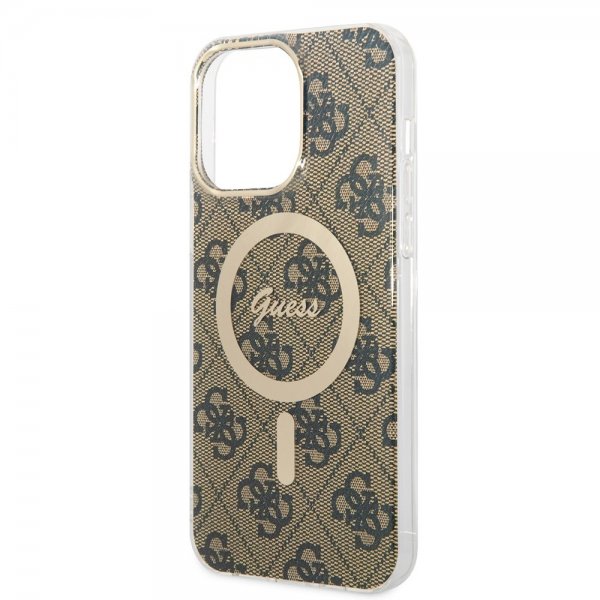 Guess iPhone 14 Pro Max Deksel 4G Pattern MagSafe Brun