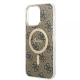 Guess iPhone 14 Pro Max Deksel 4G Pattern MagSafe Brun