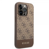 Guess iPhone 14 Pro Max Deksel Bottom Stripe Metal Logo Brun