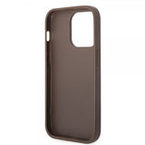 Guess iPhone 14 Pro Max Deksel Bottom Stripe Metal Logo Brun