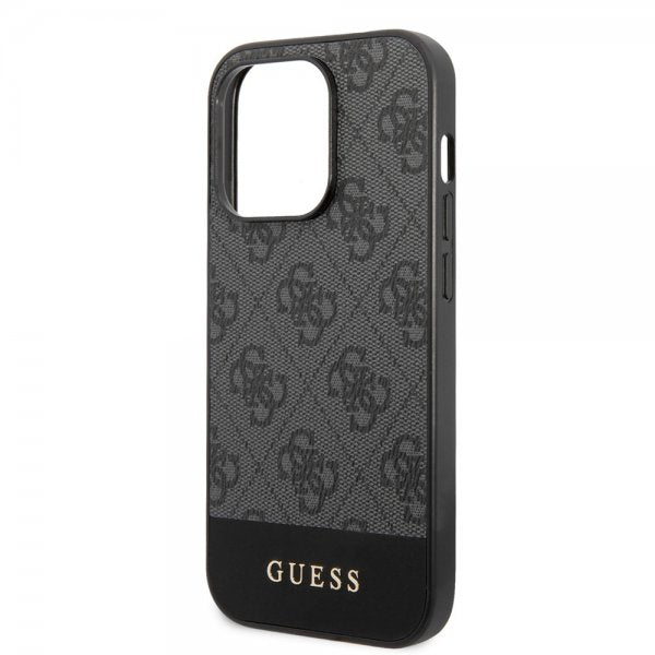 Guess iPhone 14 Pro Max Deksel Bottom Stripe Metal Logo Grå
