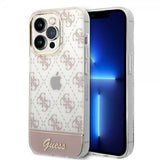 Guess iPhone 14 Pro Max Deksel Bottom Stripe Script Logo Rosa