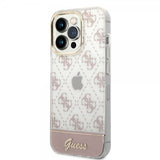 Guess iPhone 14 Pro Max Deksel Bottom Stripe Script Logo Rosa
