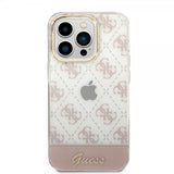 Guess iPhone 14 Pro Max Deksel Bottom Stripe Script Logo Rosa
