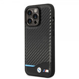 BMW iPhone 14 Pro Max Deksel Carbon Effect Printed Logo Svart