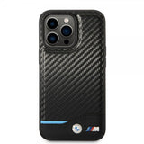 BMW iPhone 14 Pro Max Deksel Carbon Effect Printed Logo Svart