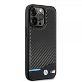 BMW iPhone 14 Pro Max Deksel Carbon Effect Printed Logo Svart