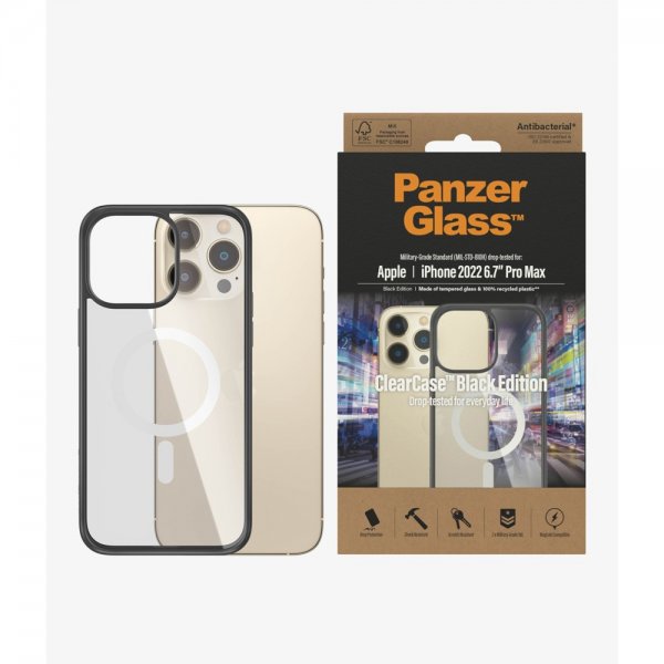 PanzerGlass iPhone 14 Pro Max Deksel ClearCase Black Edition MagSafe