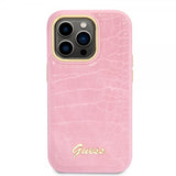 Guess iPhone 14 Pro Max Deksel Croco Rosa