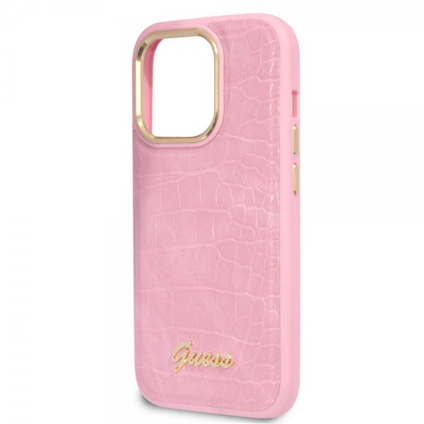 Guess iPhone 14 Pro Max Deksel Croco Rosa