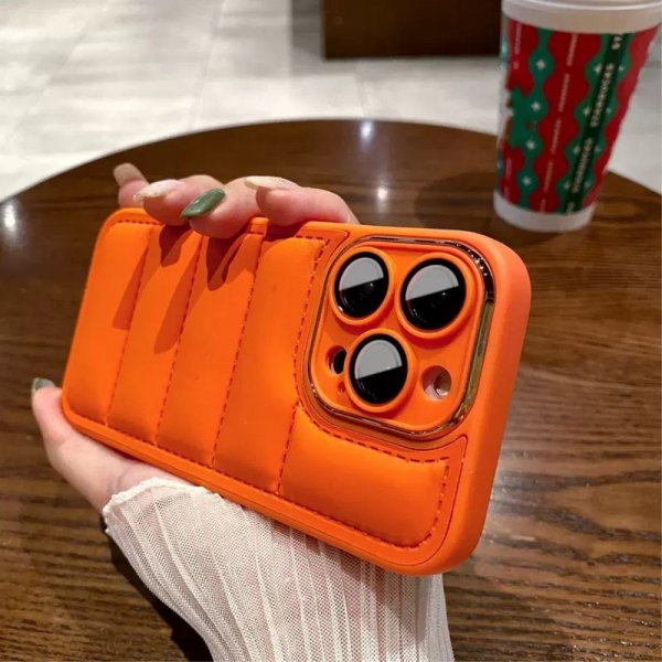 iPhone 14 Pro Max Deksel Down Jacket Design Oransje