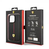 Ferrari iPhone 14 Pro Max Deksel Embossed Stripes Rød