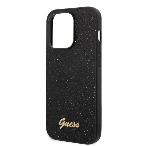 Guess iPhone 14 Pro Max Deksel Glitter Flakes Metal Logo Svart
