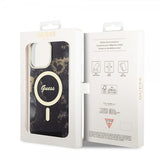 Guess iPhone 14 Pro Max Deksel Golden Marble MagSafe Svart