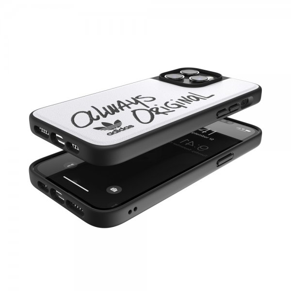 Adidas iPhone 14 Pro Max Deksel Inlay Embroidery Case Hvit Svart
