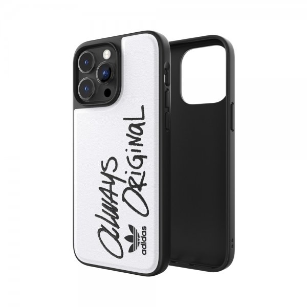 Adidas iPhone 14 Pro Max Deksel Inlay Embroidery Case Hvit Svart