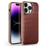 Qialino iPhone 14 Pro Max Deksel Krokodillemønster MagSafe Brun