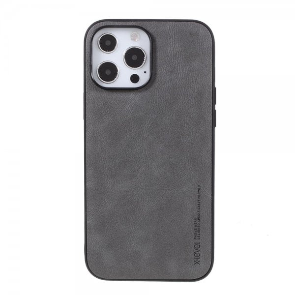 X-Level iPhone 14 Pro Max Deksel Skinntekstur Grå