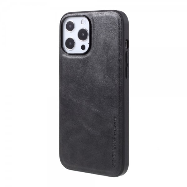 X-Level iPhone 14 Pro Max Deksel Skinntekstur Svart