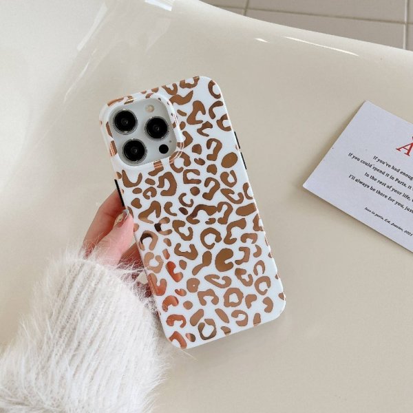 iPhone 14 Pro Max Deksel Leopardmønster Hvit