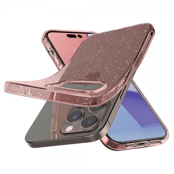 Spigen iPhone 14 Pro Max Deksel Liquid Crystal Glitter Rose Quartz