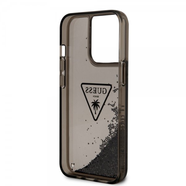 Guess iPhone 14 Pro Max Deksel Liquid Glitter Translucent Svart