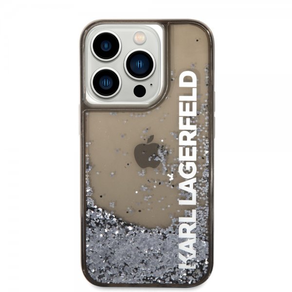 Karl Lagerfeld iPhone 14 Pro Max Deksel Liquid Glitter Translucent Svart