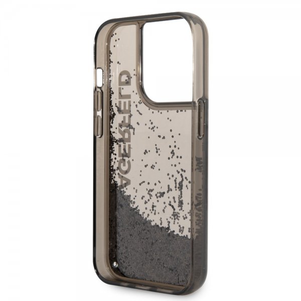 Karl Lagerfeld iPhone 14 Pro Max Deksel Liquid Glitter Translucent Svart