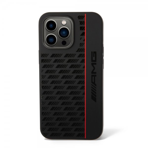 AMG iPhone 14 Pro Max Deksel Liquid Silicone Carbon Pattern Svart
