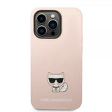 Karl Lagerfeld iPhone 14 Pro Max Deksel Liquid Silicone Choupette Rosa