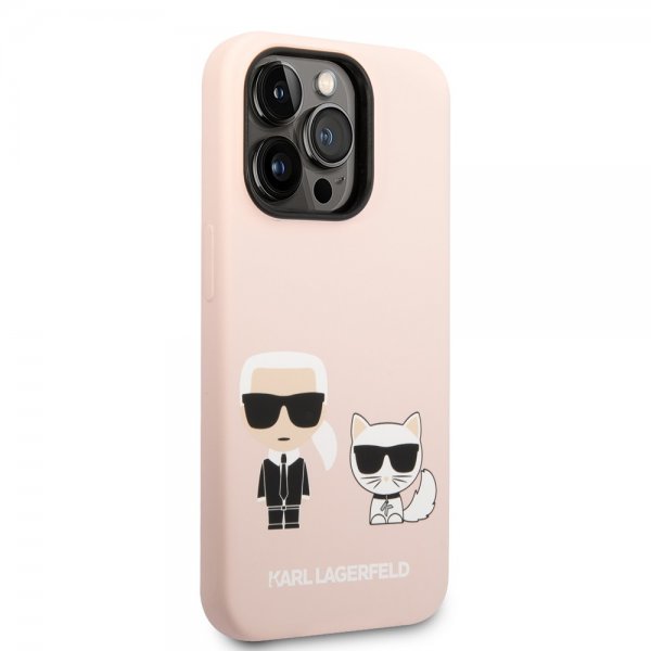 Karl Lagerfeld iPhone 14 Pro Max Deksel Liquid Silicone Karl & Choupette MagSafe Rosa