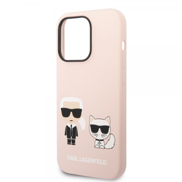 Karl Lagerfeld iPhone 14 Pro Max Deksel Liquid Silicone Karl & Choupette MagSafe Rosa
