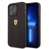 Ferrari iPhone 14 Pro Max Deksel Logo Perforert Rød