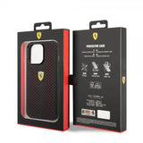 Ferrari iPhone 14 Pro Max Deksel Logo Perforert Rød