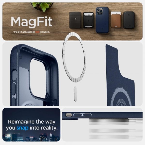 Spigen iPhone 14 Pro Max Deksel Mag Armor MagFit Navy Blue
