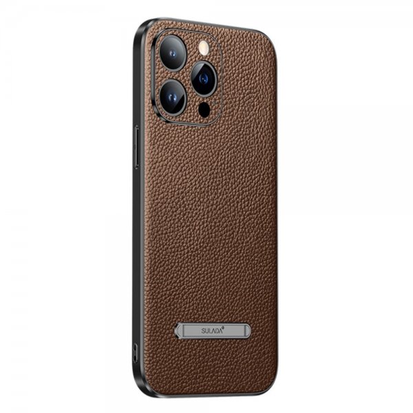 Sulada iPhone 14 Pro Max Deksel med Stativ Brun